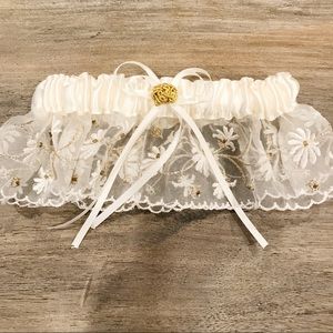 Ivory and Gold Wedding Garter